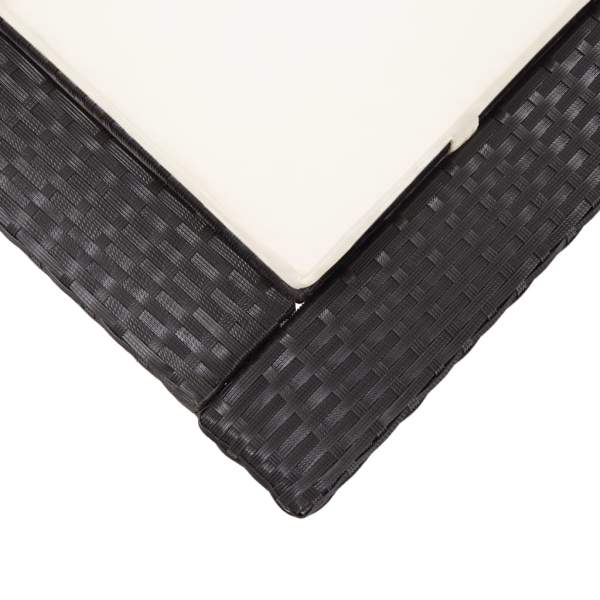  Sonnenliege mit Auflage Schwarz Poly Rattan