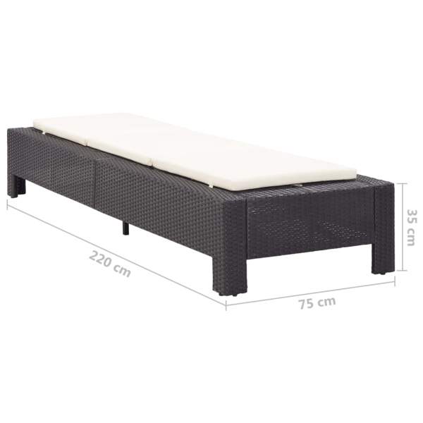  Sonnenliege mit Auflage Schwarz Poly Rattan