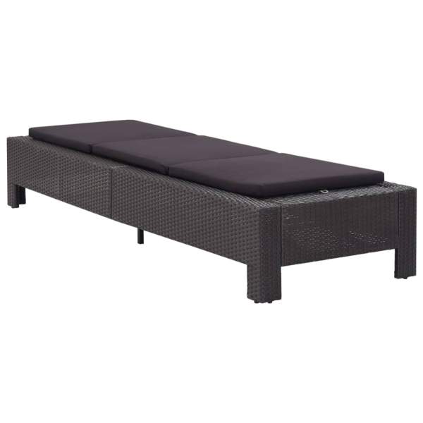  Sonnenliege mit Auflage Schwarz Poly Rattan