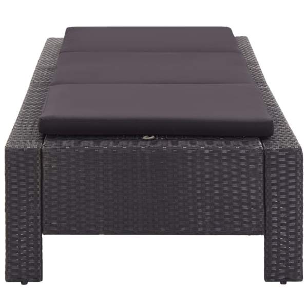  Sonnenliege mit Auflage Schwarz Poly Rattan