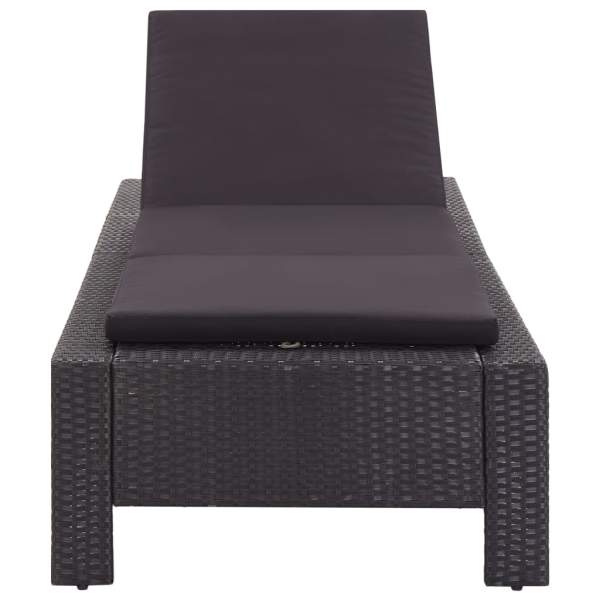  Sonnenliege mit Auflage Schwarz Poly Rattan