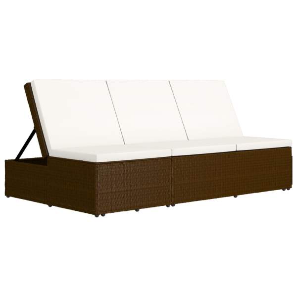  Sonnenliege mit Auflage Poly Rattan Braun