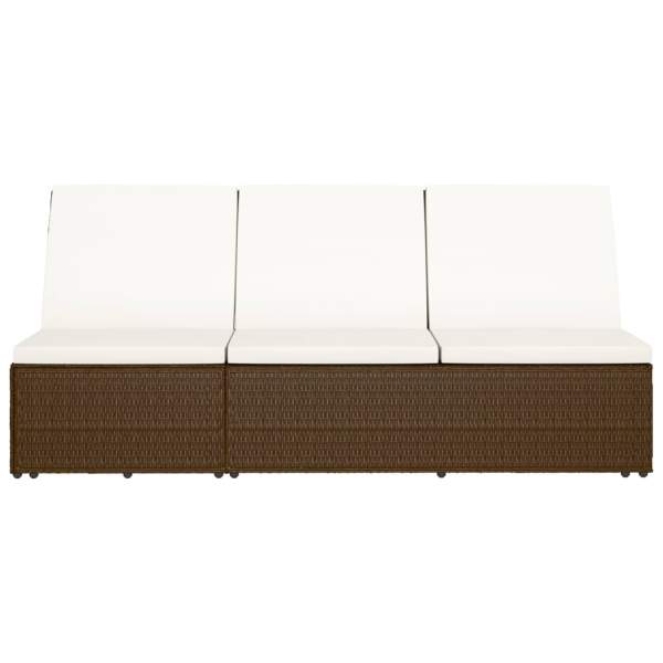  Sonnenliege mit Auflage Poly Rattan Braun