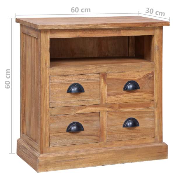  Beistellschrank 60 x 30 x 60 cm Massivholz Teak