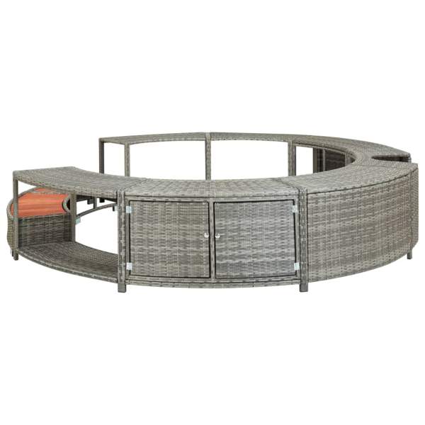  Whirlpool-Umrandung Grau Poly-Rattan