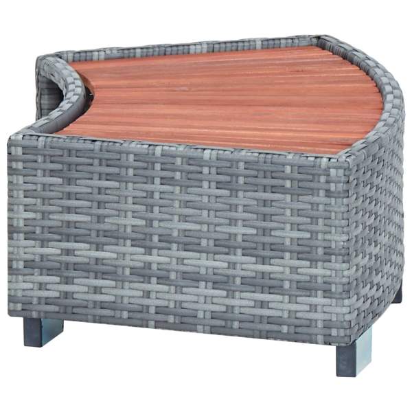  Spa-Einstiegsstufe Grau Poly Rattan 92×45×25 cm