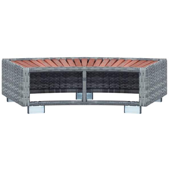  Spa-Einstiegsstufe Grau Poly Rattan 92×45×25 cm