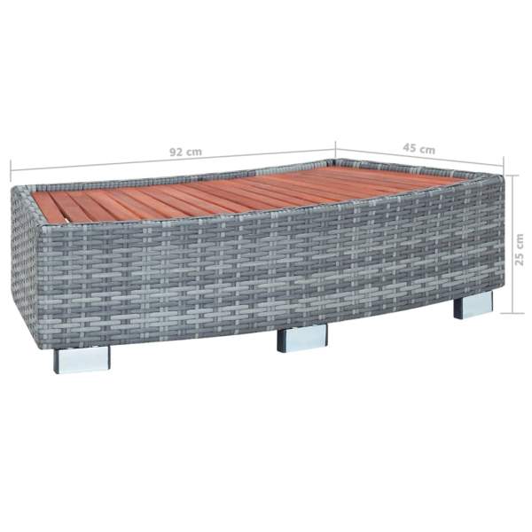  Spa-Einstiegsstufe Grau Poly Rattan 92×45×25 cm