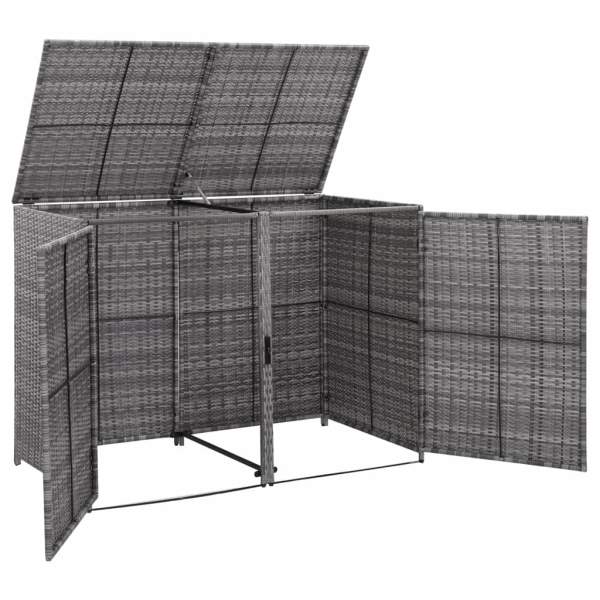  Mülltonnenbox für 2 Tonnen Poly Rattan Anthrazit 148×77×111 cm 