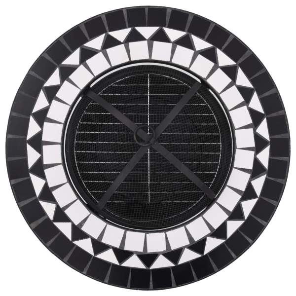  Feuertisch Mosaik Keramik Schwarz und Weiß 68 cm