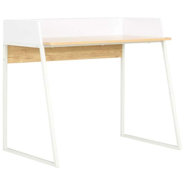  Schreibtisch Weiß und Eiche 90x60x88 cm