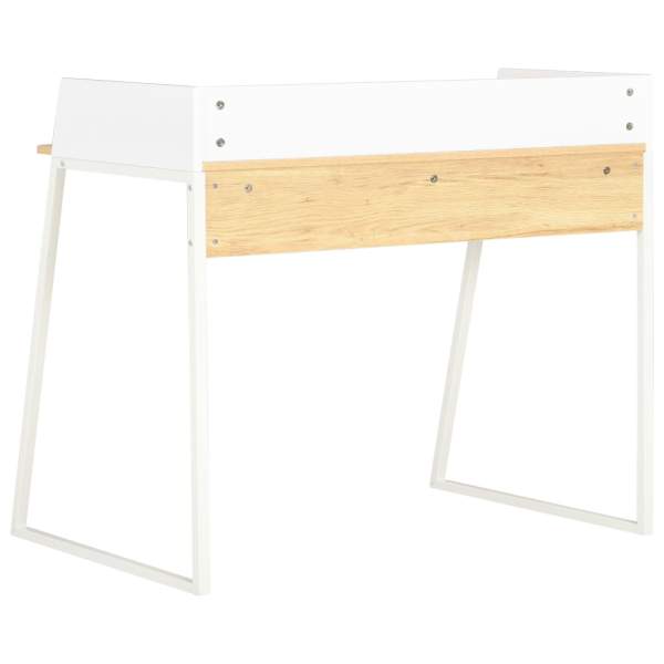  Schreibtisch Weiß und Eiche 90x60x88 cm