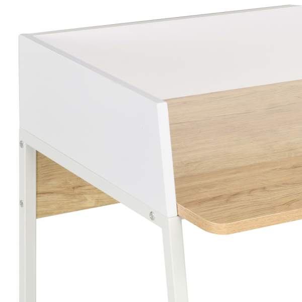  Schreibtisch Weiß und Eiche 90x60x88 cm