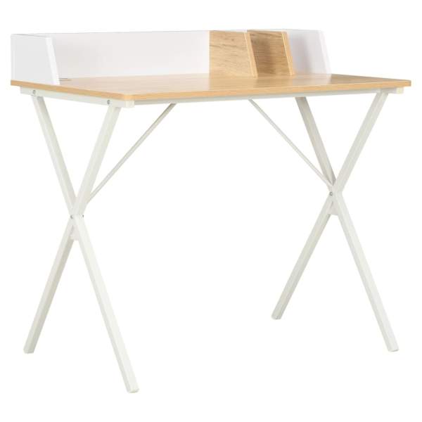  Schreibtisch Weiß und Natur 80x50x84 cm
