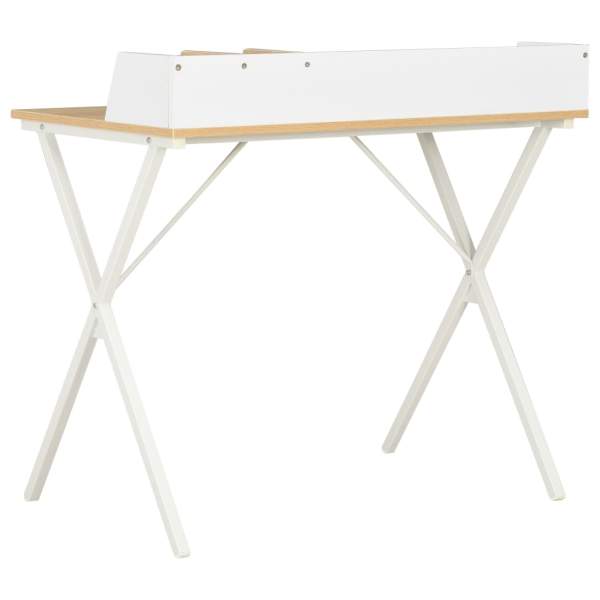  Schreibtisch Weiß und Natur 80x50x84 cm