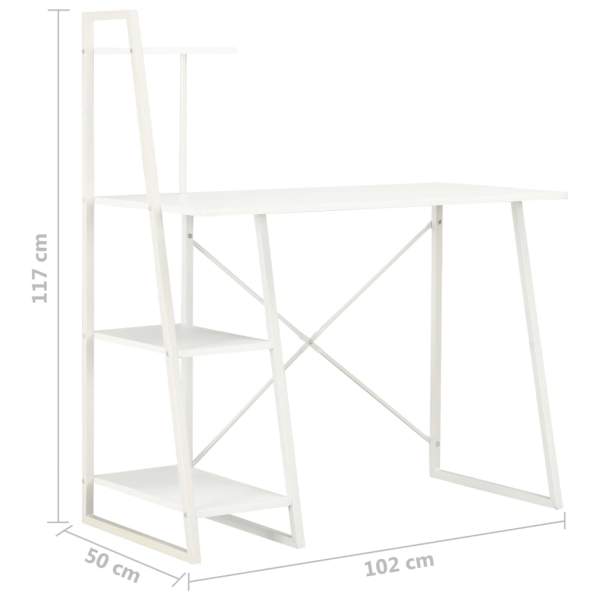  Schreibtisch mit Regaleinheit Weiß 102×50×117 cm 