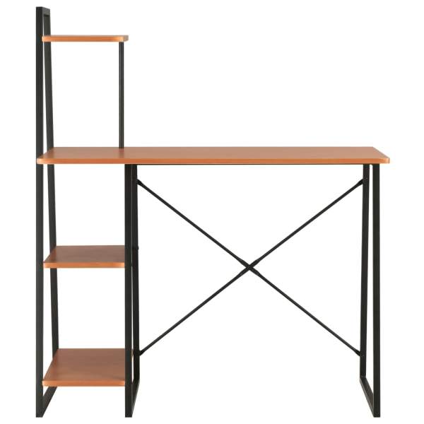  Schreibtisch mit Regaleinheit Schwarz und Eiche 102×50×117 cm