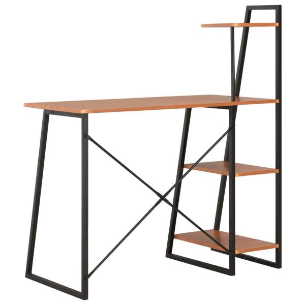  Schreibtisch mit Regaleinheit Schwarz und Eiche 102×50×117 cm