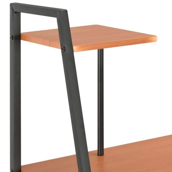  Schreibtisch mit Regaleinheit Schwarz und Eiche 102×50×117 cm