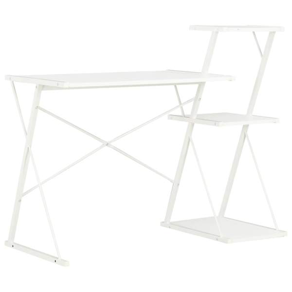  Schreibtisch mit Regal Weiß 116×50×93 cm