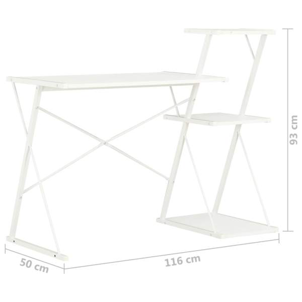  Schreibtisch mit Regal Weiß 116×50×93 cm