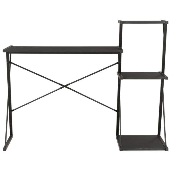  Schreibtisch mit Regal Schwarz 116×50×93 cm