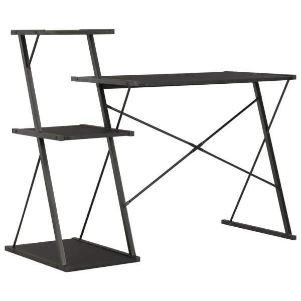  Schreibtisch mit Regal Schwarz 116×50×93 cm