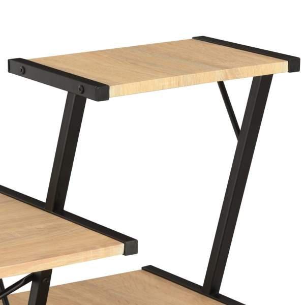 Schreibtisch mit Regal Schwarz und Eiche 116×50×93 cm