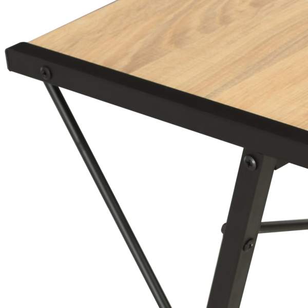  Schreibtisch mit Regal Schwarz und Eiche 116×50×93 cm