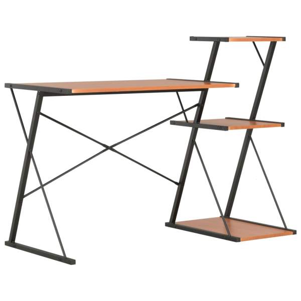  Schreibtisch mit Regal Schwarz und Braun 116×50×93 cm