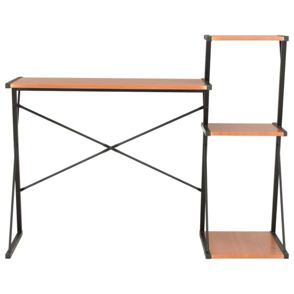  Schreibtisch mit Regal Schwarz und Braun 116×50×93 cm