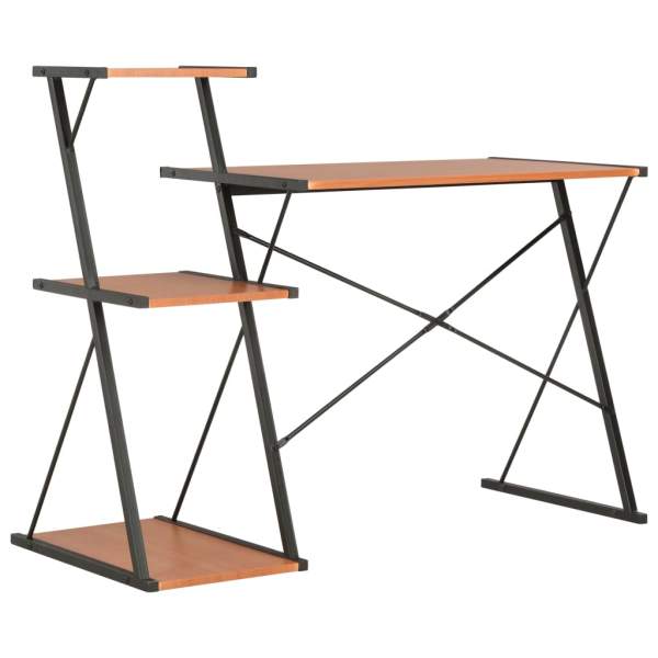  Schreibtisch mit Regal Schwarz und Braun 116×50×93 cm