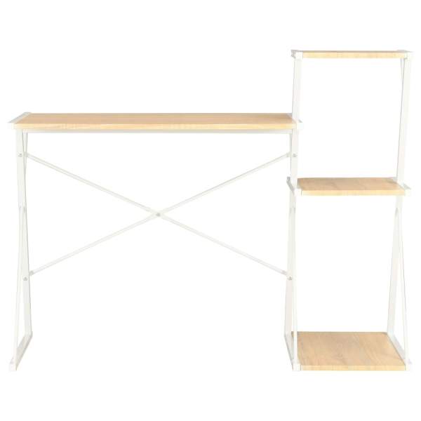  Schreibtisch mit Regal Weiß und Eiche 116×50×93 cm