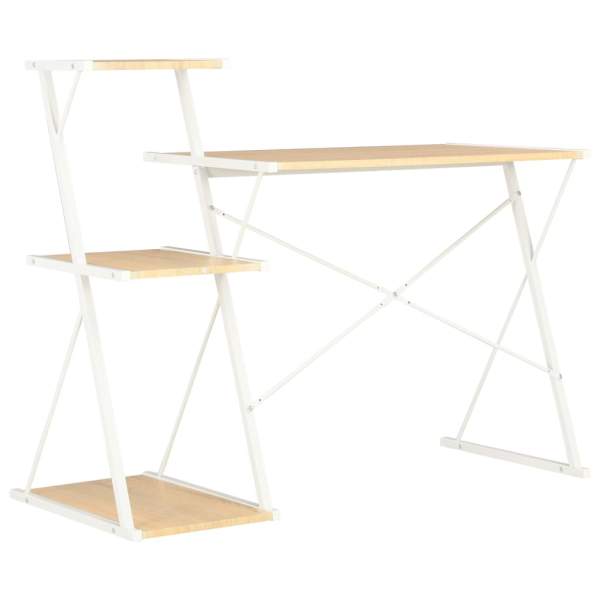  Schreibtisch mit Regal Weiß und Eiche 116×50×93 cm