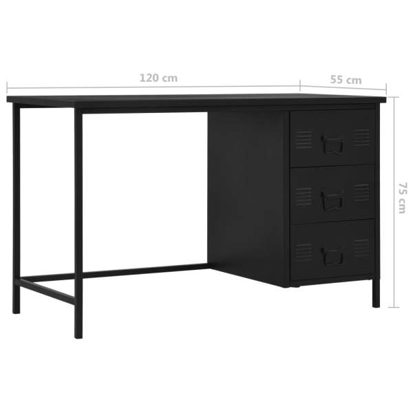  Schreibtisch mit Schubladen Schwarz 120 x 55 x 75 cm Stahl