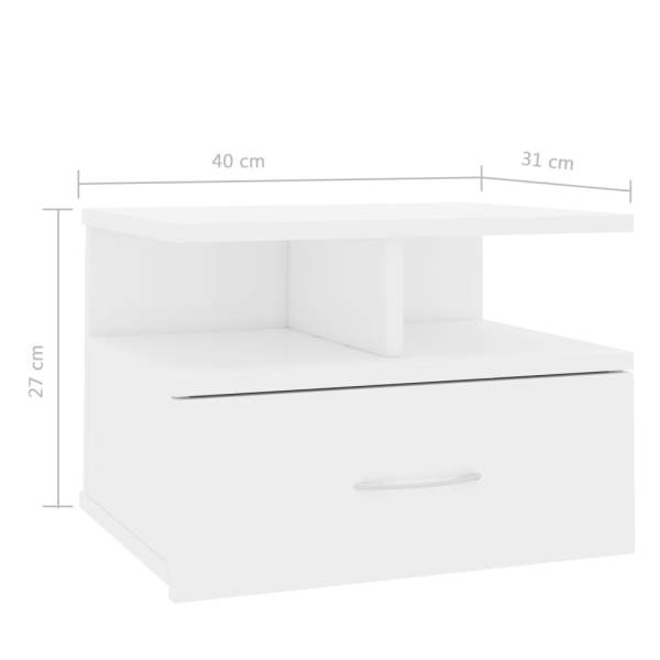  Hängender Nachttisch Hochglanz-Weiß 40x31x27 cm Holzwerkstoff