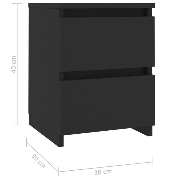  Nachttisch Schwarz 30×30×40 cm Holzwerkstoff
