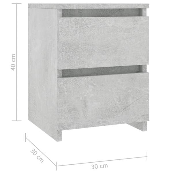  Nachttisch Betongrau 30×30×40 cm Holzwerkstoff