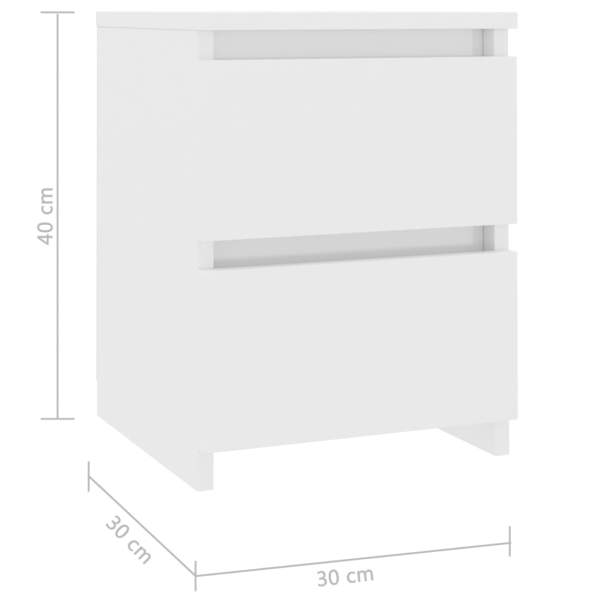  Nachttisch Hochglanz-Weiß 30x30x40 cm Holzwerkstoff