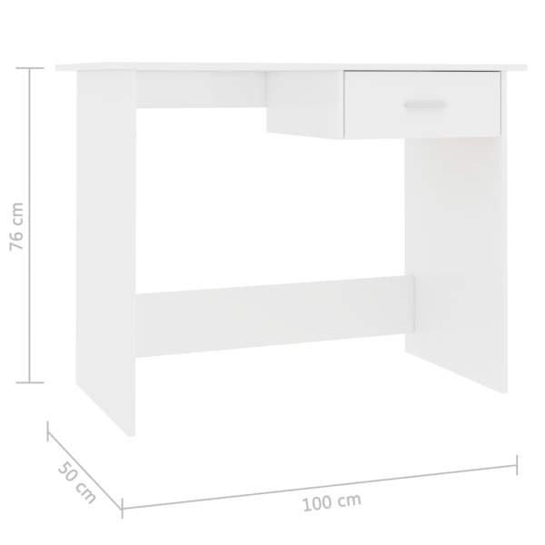  Schreibtisch Hochglanz-Weiß 100×50×76 cm Holzwerkstoff