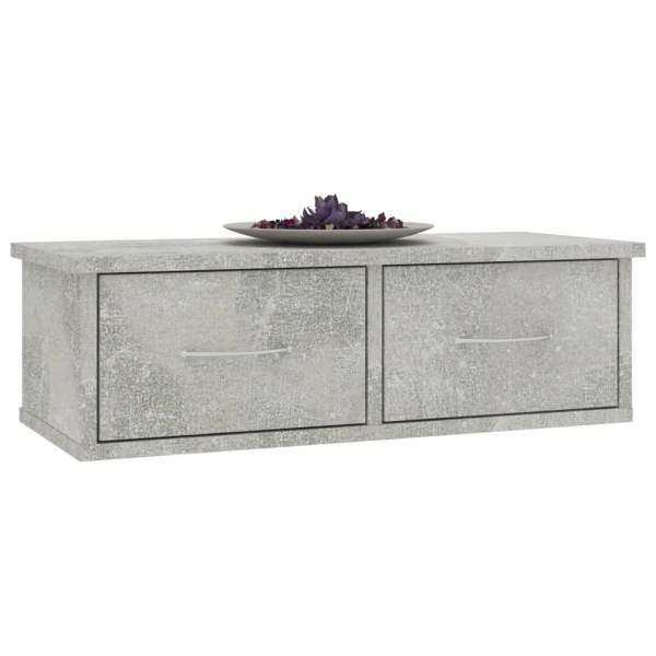  Wand-Schubladenregal Betongrau 60x26x18,5 cm Holzwerkstoff