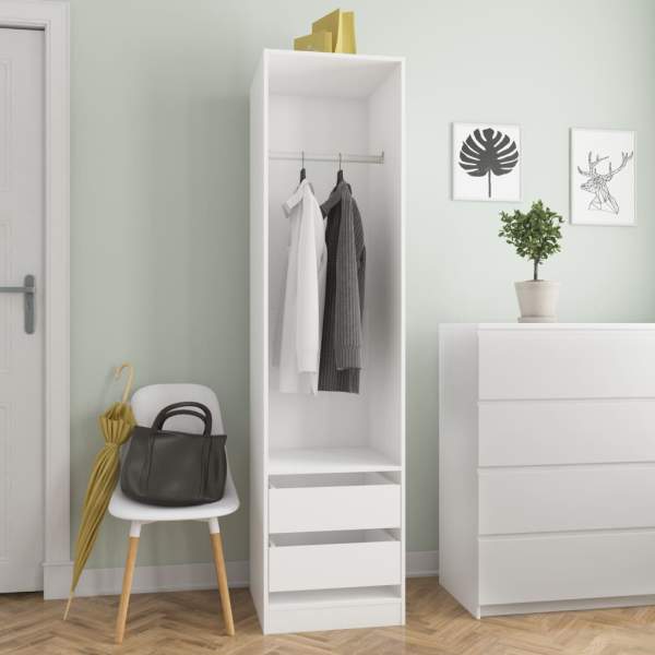  Kleiderschrank mit Schubladen Weiß 50x50x200 cm Holzwerkstoff