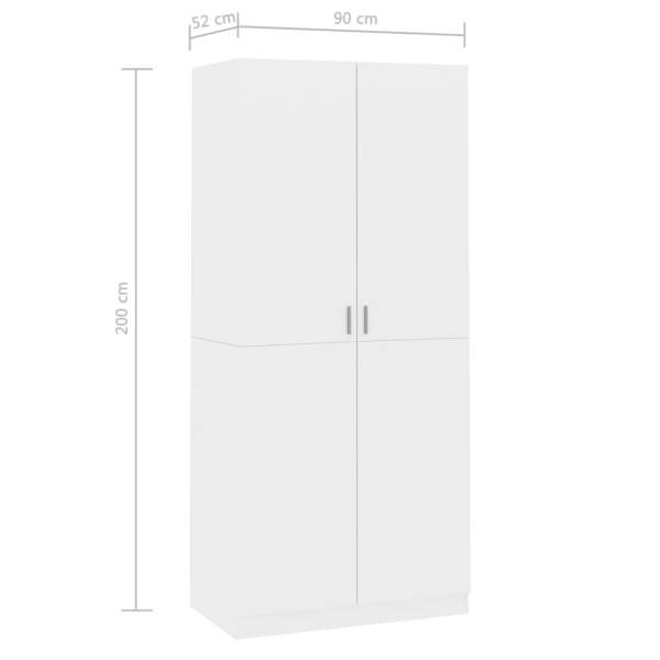  Kleiderschrank Hochglanz-Weiß 90x52x200 cm Holzwerkstoff