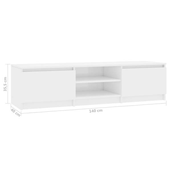  TV-Schrank Hochglanz-Weiß 140x40x35,5 cm Holzwerkstoff