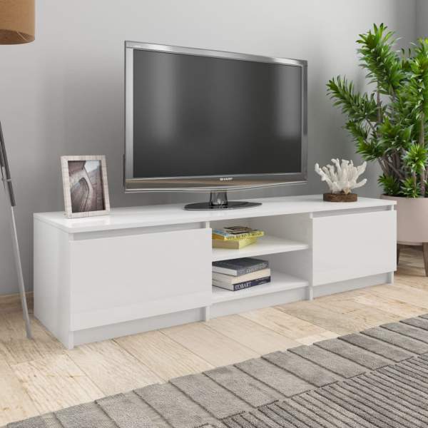  TV-Schrank Hochglanz-Weiß 140x40x35,5 cm Holzwerkstoff