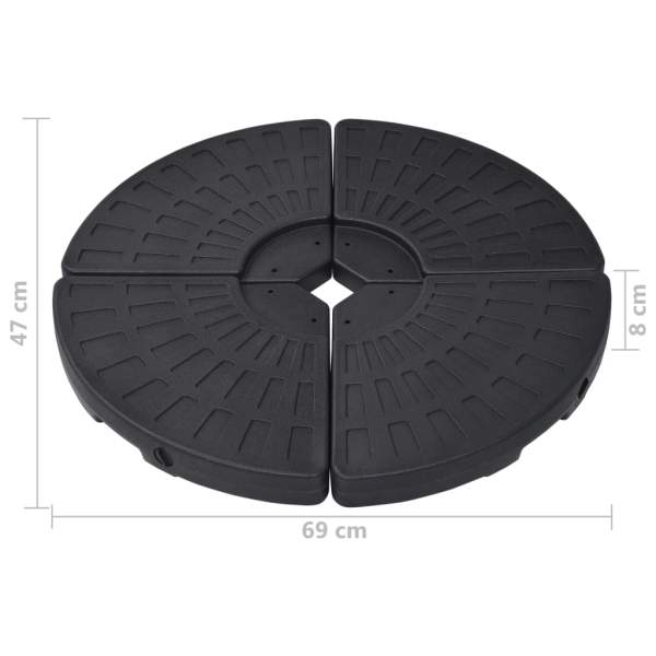  Sonnenschirmständer Fächerförmig 4 Stk. Schwarz