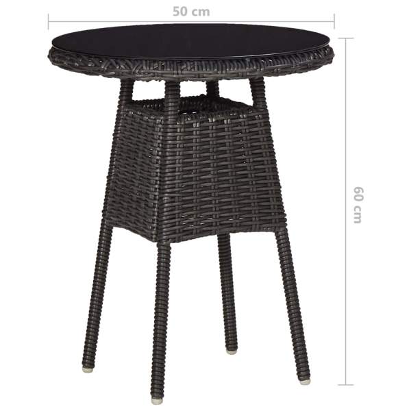  3-tlg. Garten-Bistro-Set mit Auflagen Poly Rattan Schwarz