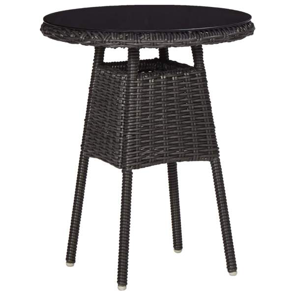  3-tlg. Garten-Bistro-Set mit Auflagen Poly Rattan Schwarz