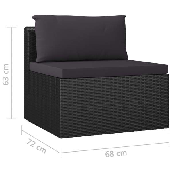  7-tlg. Garten-Lounge-Set mit Auflagen Poly Rattan Schwarz