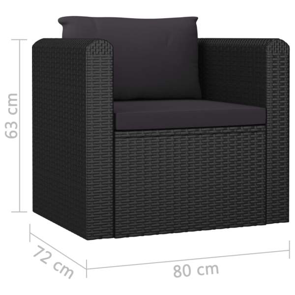  7-tlg. Garten-Lounge-Set mit Auflagen Poly Rattan Schwarz